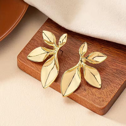 Elegant Golden-Tone Floral Dangle Earrings