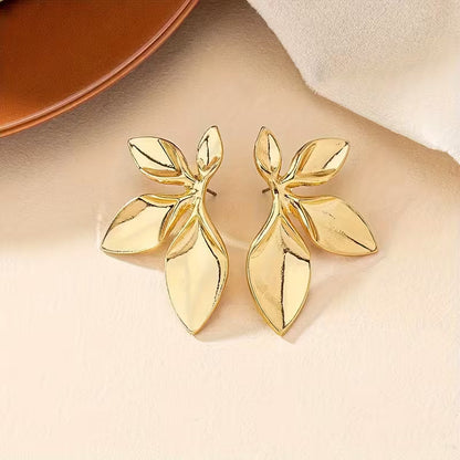 Elegant Golden-Tone Floral Dangle Earrings