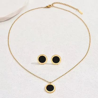 Stainless Steel Golden Earrings &amp; Necklace Set