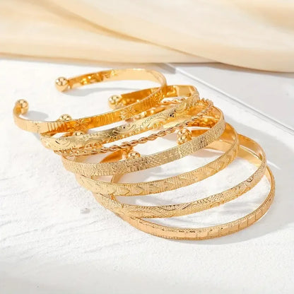 7-Piece Women's Vintage Style Open Cuff Bracelets
