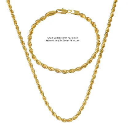 (Necklace + Bracelet) New Luxury Men And Women 18-karat Golden.