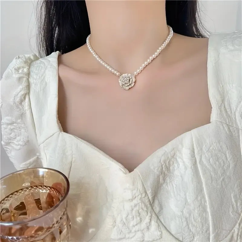 Camellia Flower Necklace for Women.